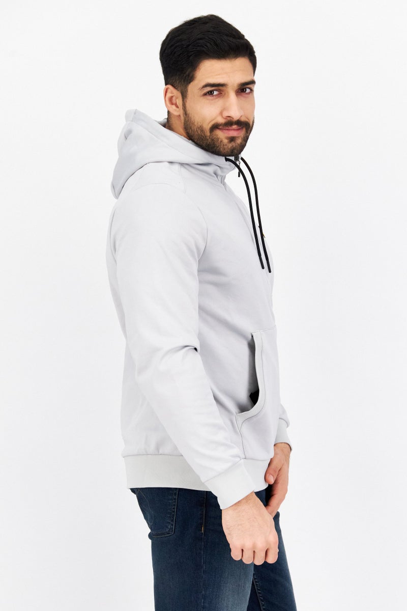 Lyle & Scott Men Long Sleeve Half Zip Brand Logo Hoodie, Light Grey - Image 2