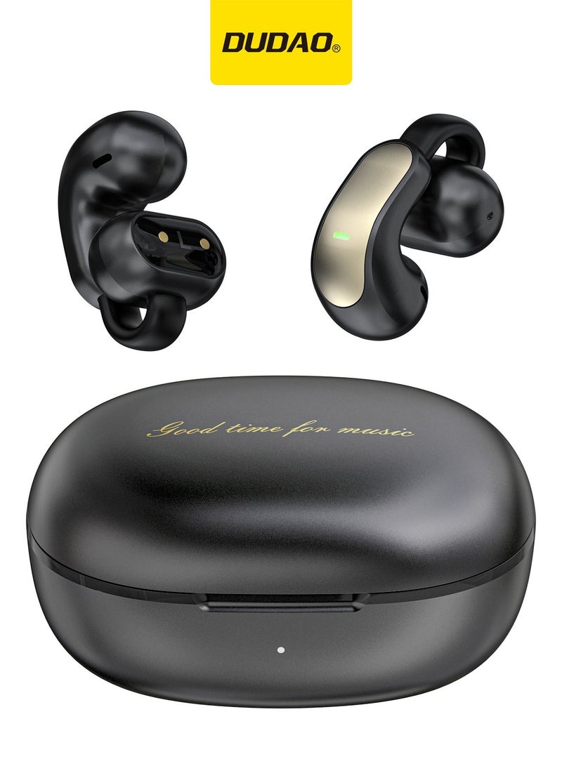 DUDAO U20Pro Open-Ear Clip-On Wireless Earbuds – FreeClip Bluetooth Earphones, Futuristic Design, Feather-Light Comfort, Open-Ear Listening, Long Battery Life, iOS & Android – Black - Image 1
