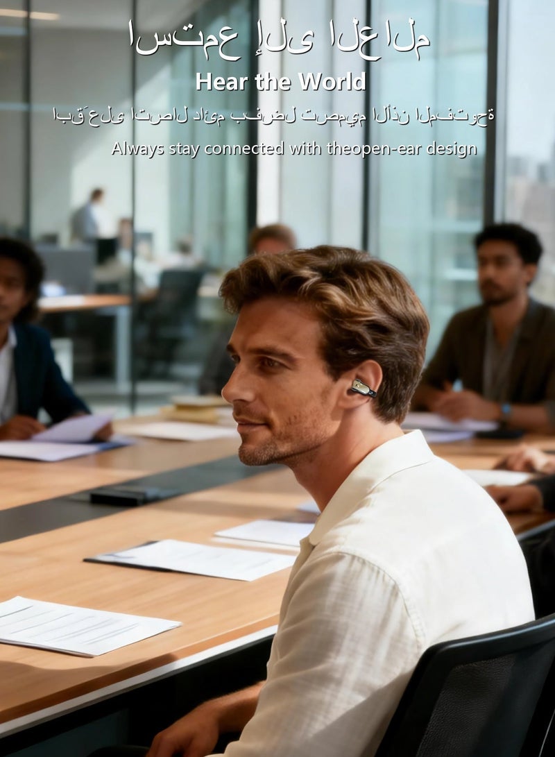دوداو سماعات U20Pro اللاسلكية المفتوحة للأذن – FreeClip سماعات بلوتوث، تصميم مستقبلي، ارتداء خفيف كالريشة، استماع مفتوح للأذن، عمر بطارية طويل، iOS و Android – أسود - Image 4
