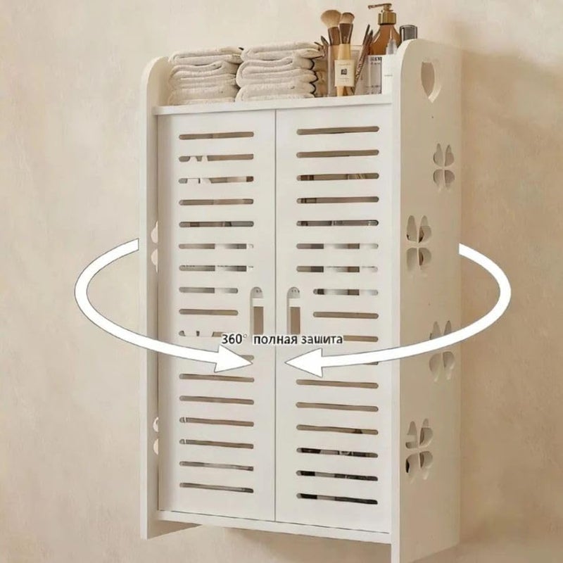 DmarQa Wall Mounted Bathroom Storage Cabinet with Double Doors & Shelves, Space Saving Organizer Rack for Toiletries, Cosmetics & Home Storage - Image 2