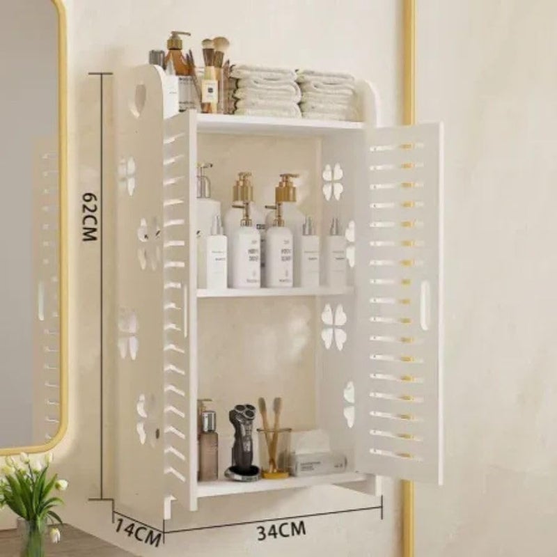 DmarQa Wall Mounted Bathroom Storage Cabinet with Double Doors & Shelves, Space Saving Organizer Rack for Toiletries, Cosmetics & Home Storage - Image 3