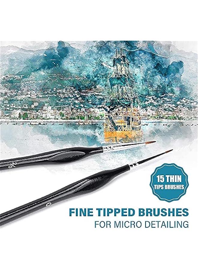 فايلكس مجموعة فرش طلاء دقيقة 15 قطعة للاكريليك والماء والزيت - Image 4