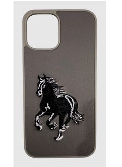 Case Shockproof Phone Case With Horse Embroidery Design For IPhone 14 In Dark Grey 