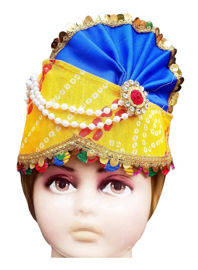 Sarvda Brocade Shree Krishna Dress For Kids For Baby Boy Radha Dress For Girls With Accessories Dhoti, Dupatta, Mukut Flute Complete Set, Multicolor - Image 5
