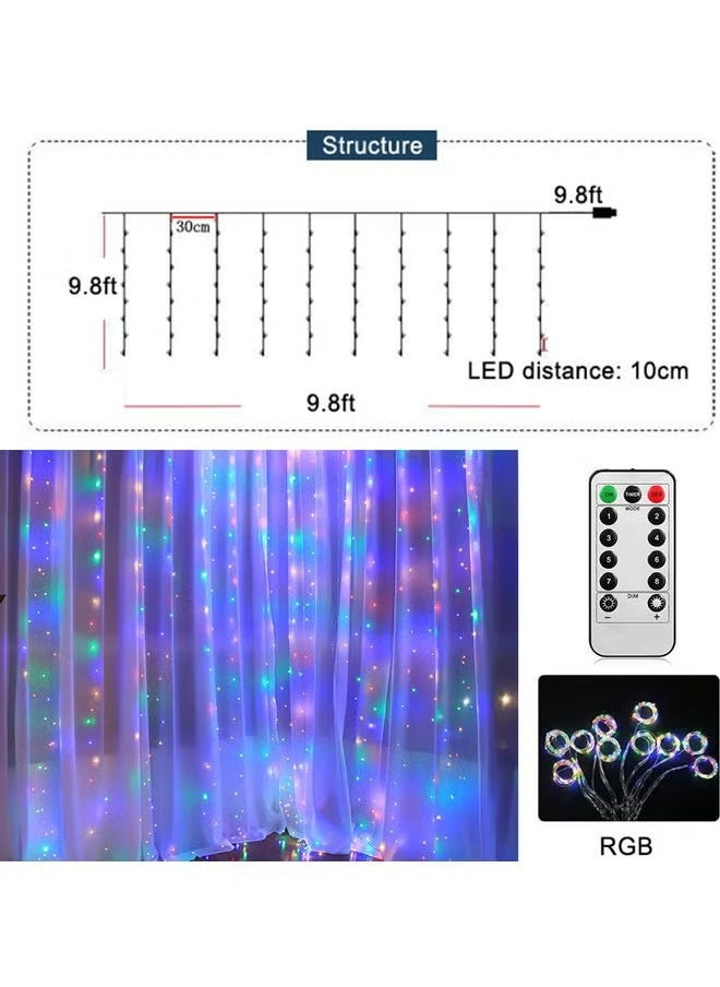 X-level - 3Mx3M String Lights, 2800k 120 LED Powered Fairy Lights with 8 Lighting Modes Waterproof Decoration Copper Wire Lights for Patio Yard Trees Wedding Party Strings For Window Curtain Light - Image 1