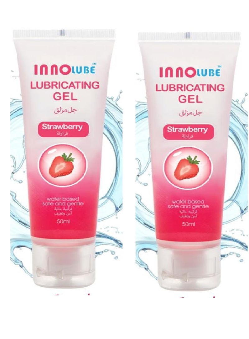 InnoLube Two Pieces Of Lubricating Gel Strawberry Water Based Safe And Gentle 2X50 ml - Image 1