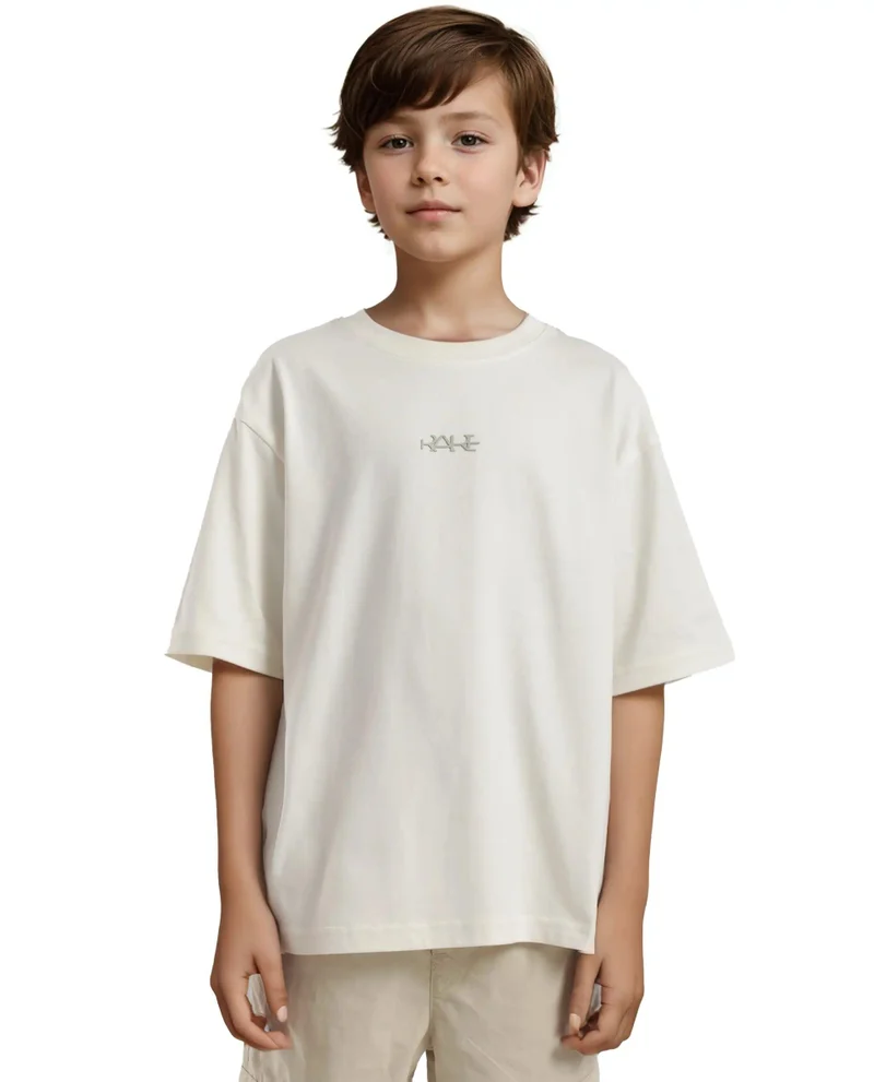 Rare Ones Rare Ones Kids Bany Off White Cotton Half Sleeves Crew Neck Oversized Fit Graphic Back Print T-Shirt