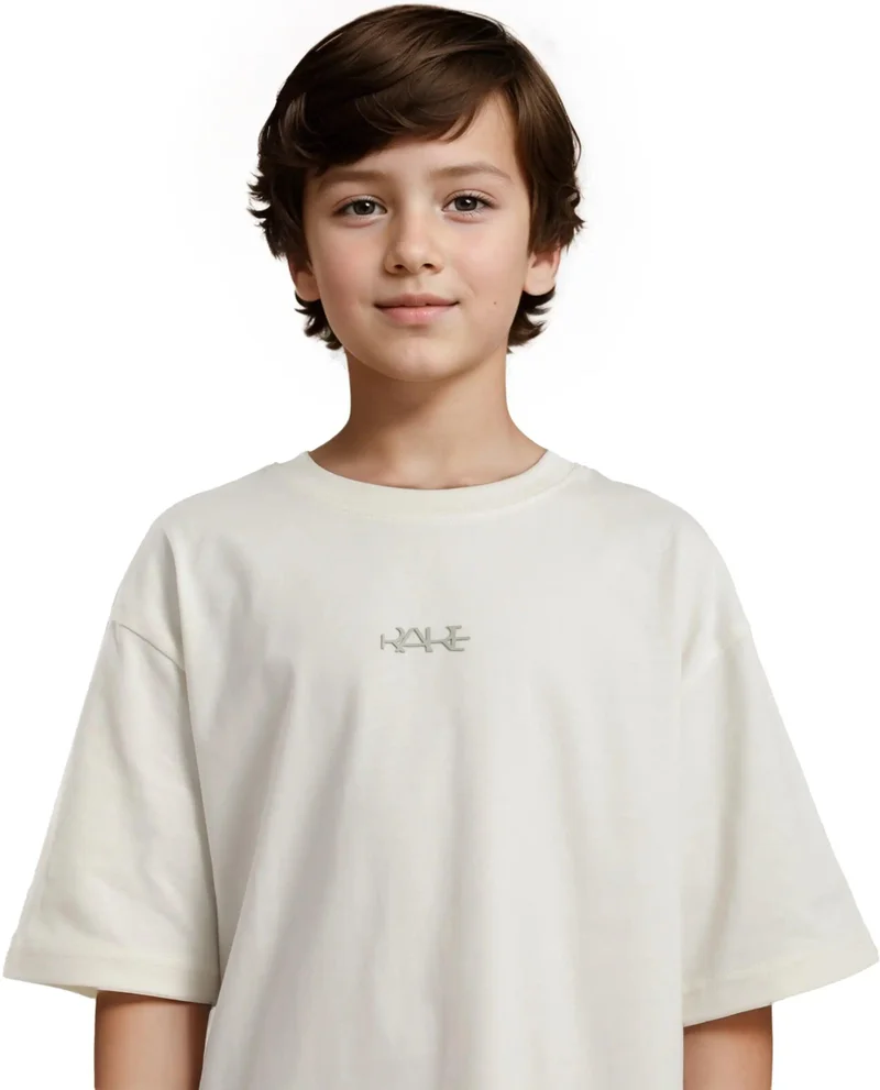 Rare Ones Rare Ones Kids Bany Off White Cotton Half Sleeves Crew Neck Oversized Fit Graphic Back Print T-Shirt