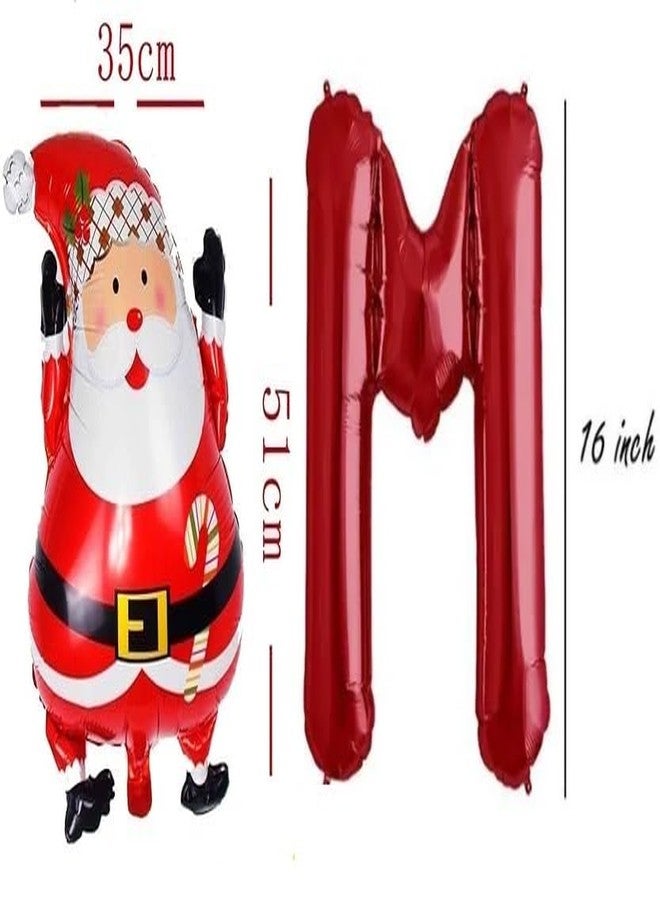 ZERECORD 16" GOLD Merry Christmas letter Foil Balloon and 1 pcs santa foil balloon Merry Xmas Party Decoration Christmas - Image 2