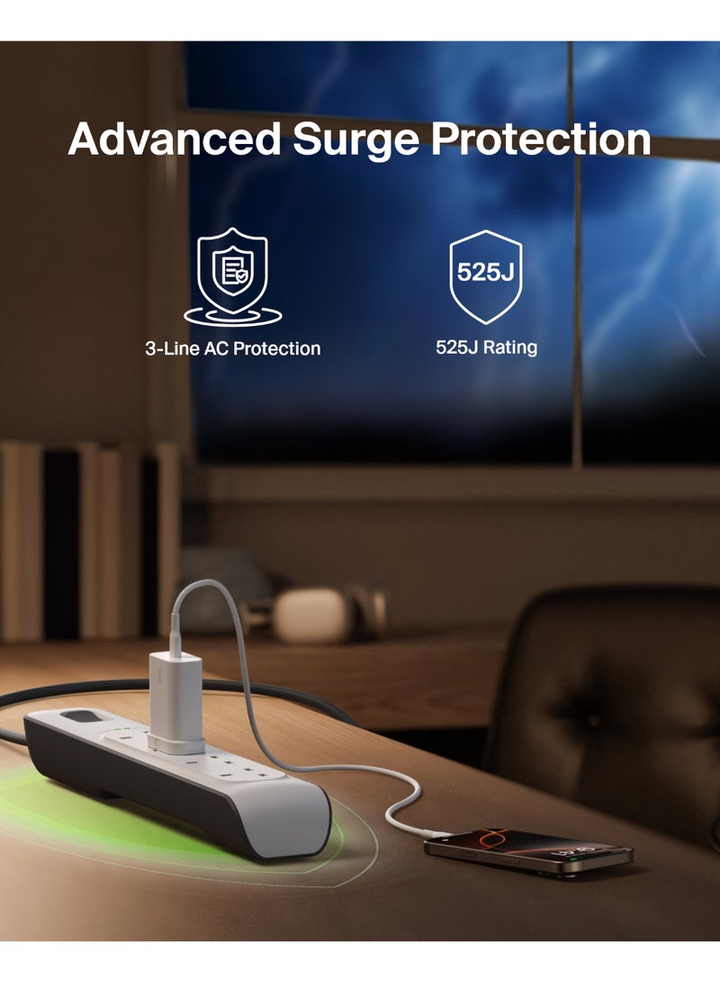 Belkin Bsv400Af2M 4-Way Surge Protection Strip With 2 Meters Cord Length - Heavy Duty Electrical Extension Socket, Durable And Robust Housing, 14Awg Capacity With On/Off Switch - White, 2 Meter V1 White 2meter - Image 5