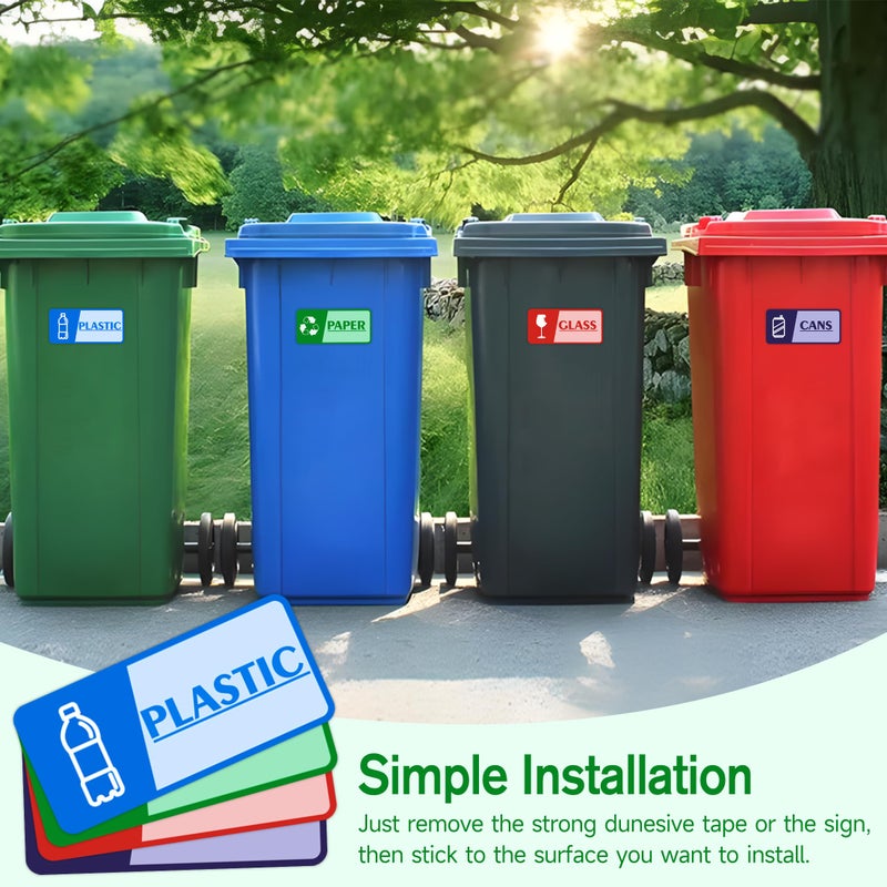 LUHIMO 4PCS Recycle Stickers for Trash Binsï¼ŒSelf-Adhesive Waterproof and Fade Resistant Trash Recycle Stickers, Recycling Labels for Trash Can for Home, Office, Apartment, Hotel, School and Public Area - Image 4