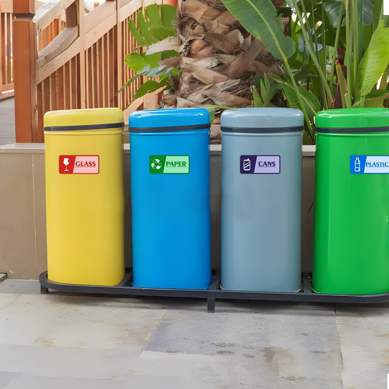 LUHIMO 4PCS Recycle Stickers for Trash Binsï¼ŒSelf-Adhesive Waterproof and Fade Resistant Trash Recycle Stickers, Recycling Labels for Trash Can for Home, Office, Apartment, Hotel, School and Public Area - Image 5