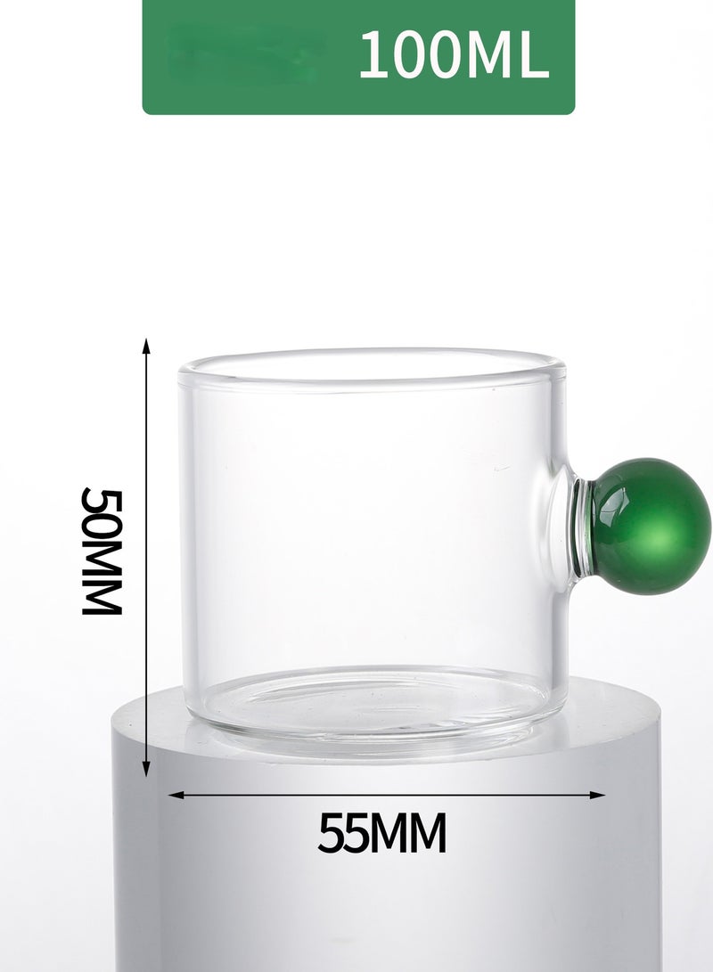 Daily coffee mugs, colored ball handle,Tea cups, 6-piece set, glass, 100ml  - Image 3