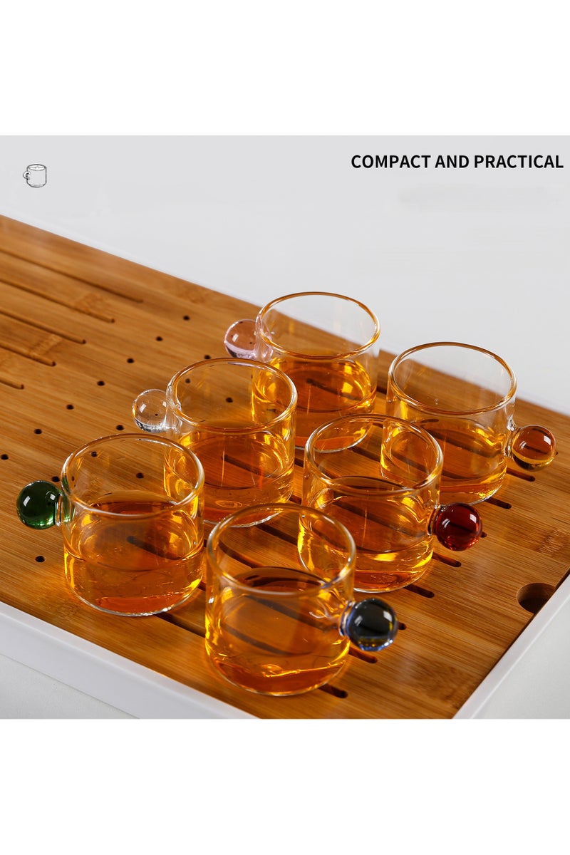 Daily Tea cups, colored ball handle,coffee mug set, 6-piece set, glass, 100ml - Image 2