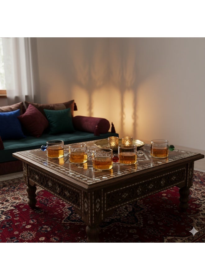 Daily Tea cups, colored ball handle,coffee mug set, 6-piece set, glass, 100ml - Image 1