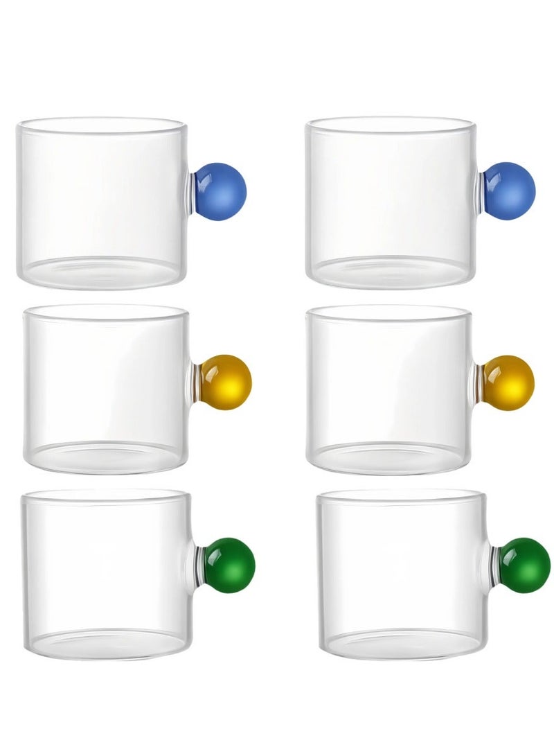 Daily Tea cups, colored ball handle,coffee mug set, 6-piece set, glass, 100ml - Image 4