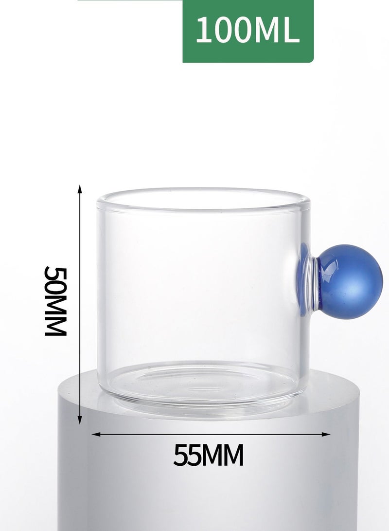 Daily Tea cups, colored ball handle,coffee mug set, 6-piece set, glass, 100ml - Image 5