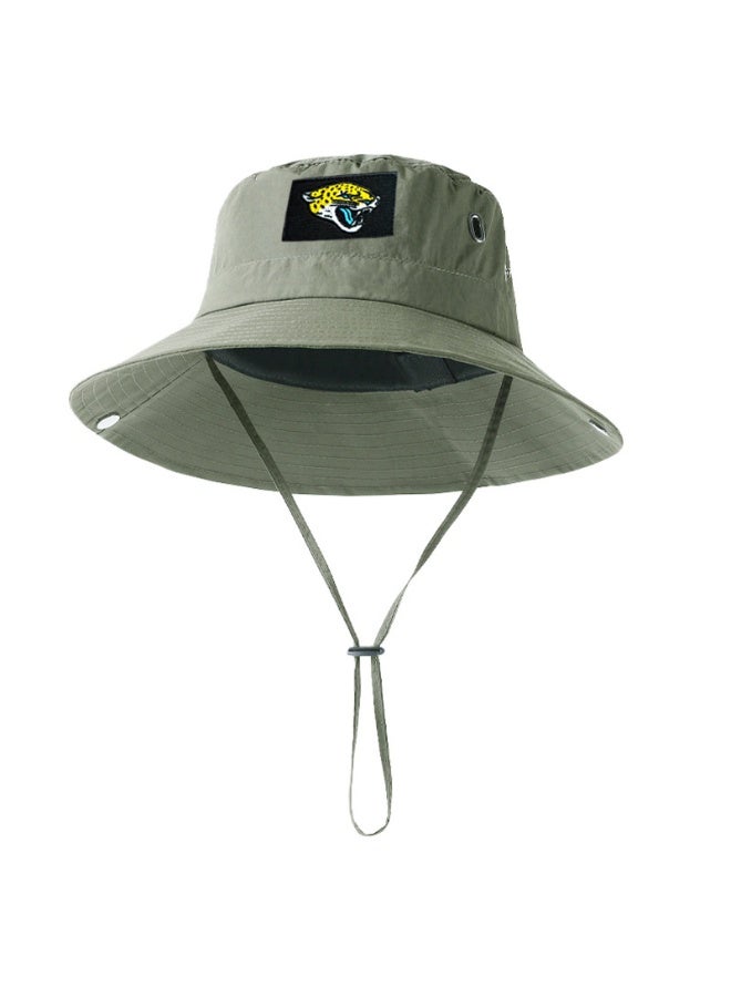 Jacksonville Jaguars Olive Green Wide-Brim NFL Bucket Hat with Adjustable Chin Strap