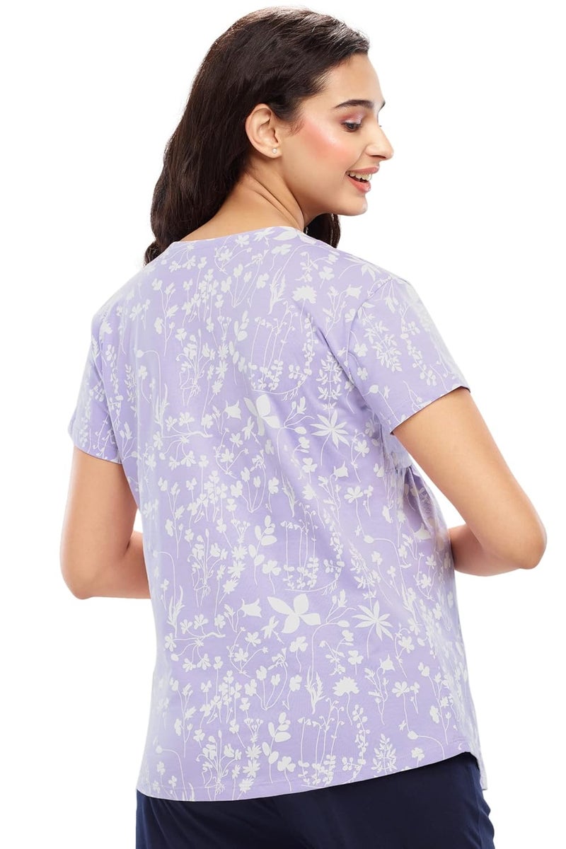 ZEYO Women's Cotton Floral Printed Maternity & Feeding Regular Fit Top 5644 - Image 4