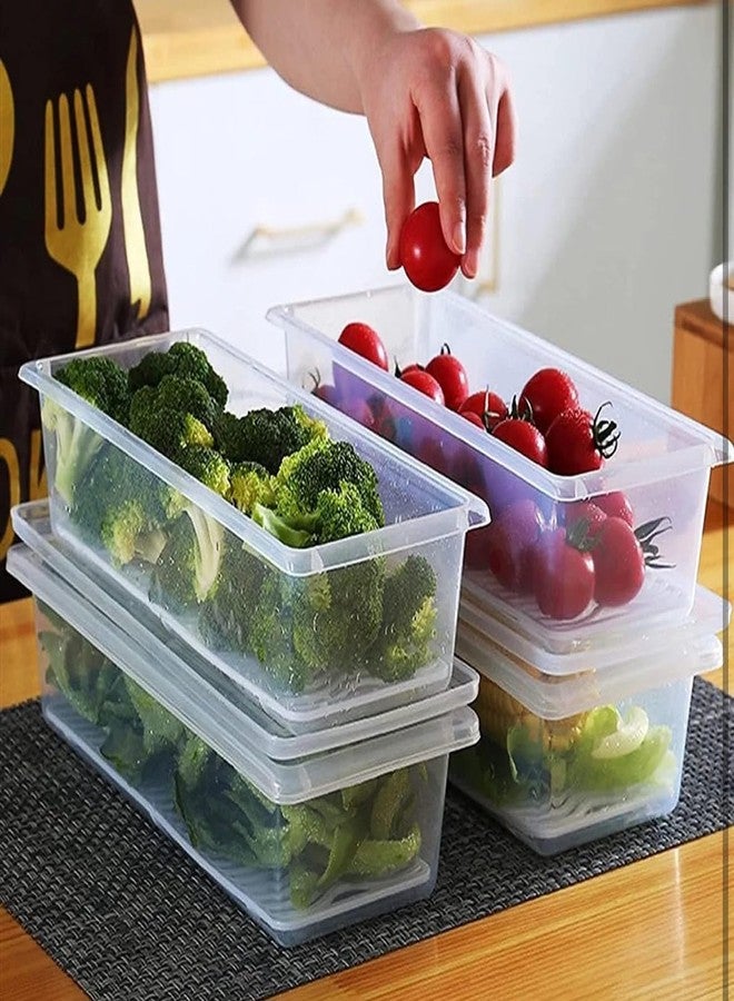 AT Ankit Traders 6 Food Storage Container Lid Fridge Storage Box Stackable Plastic Freezer Storage Containers To Keep Fresh for Fish, Meat, Vegetables, Fruits etc. (Pack of 6) - Image 3