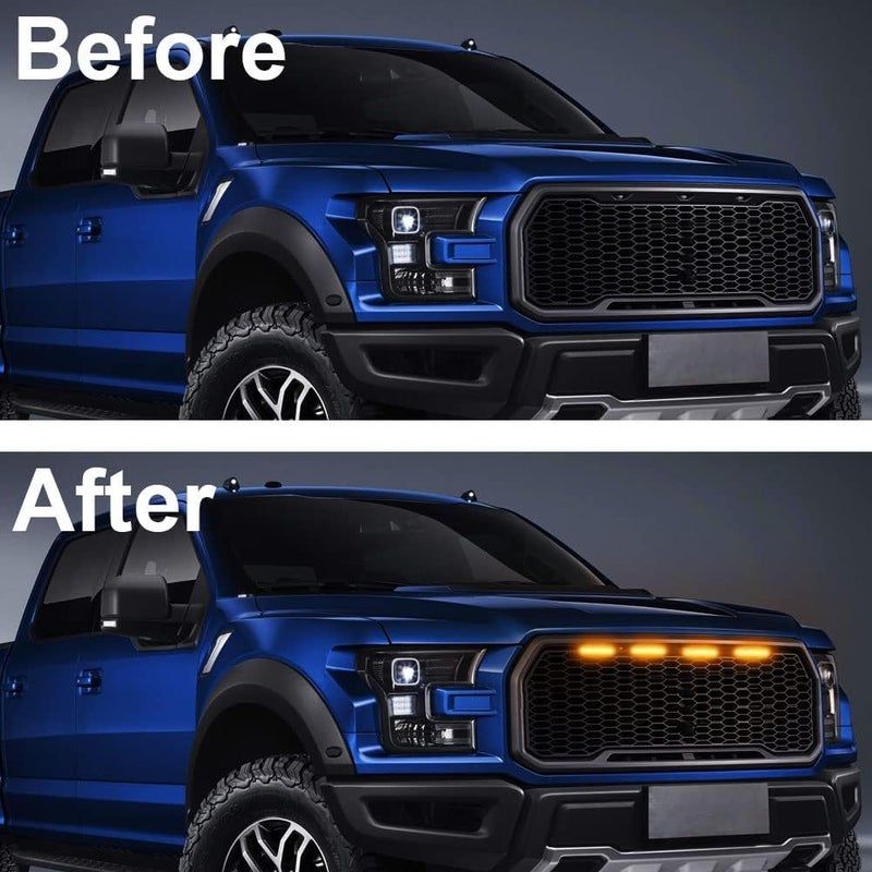 AutoBizarre مجموعة من 4 قطع أضواء تشغيل نهارية طراز رابتور باللون الكهرماني/الأصفر/البرتقالي مع غلاف أضواء تحذير الطوارئ للسيارات والشاحنات (عدسة برتقالية) - Image 2