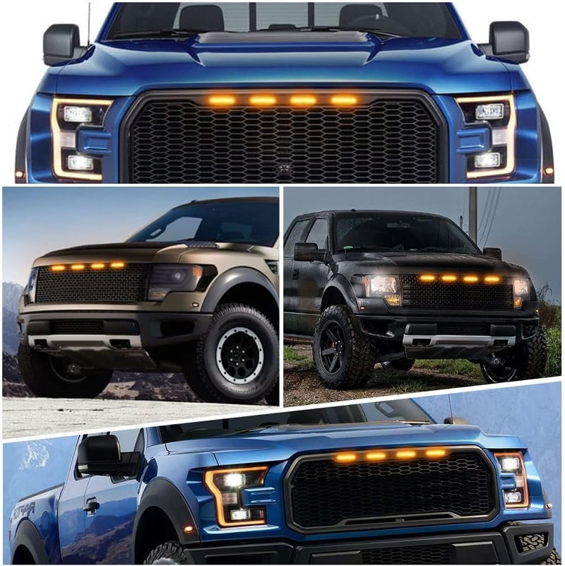 AutoBizarre مجموعة من 4 قطع أضواء تشغيل نهارية طراز رابتور باللون الكهرماني/الأصفر/البرتقالي مع غلاف أضواء تحذير الطوارئ للسيارات والشاحنات (عدسة برتقالية) - Image 3