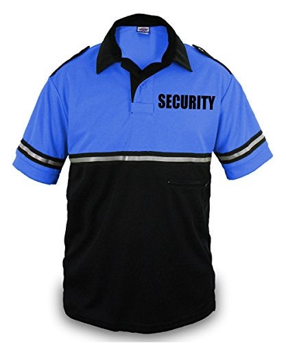 First Class Two Tone Security Bike Patrol Shirt with Reflective Stripes and Zipper Pocket (Royal Blue and Black) (XL) - Image 2