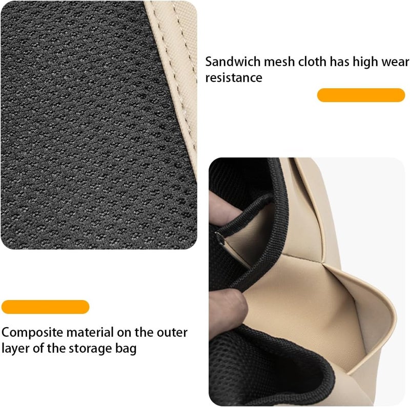 JNNJ PU Leather Car Seat Storage Bag - Multi-Pocket Organizer for Bottles, Toys, and Phone (Brown Red) - Image 5