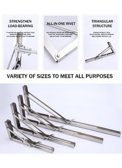 Vixel VIXEL Folding Stainless Steel Shelf Brackets 10 Inch for Shelf and Table Work Bench   2 piece Set  - Image 5
