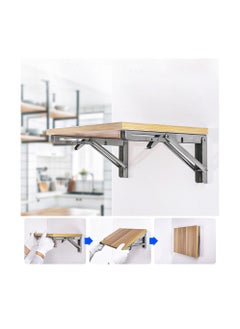 Vixel VIXEL Folding Stainless Steel Shelf Brackets 10 Inch for Shelf and Table Work Bench   2 piece Set  - Image 3