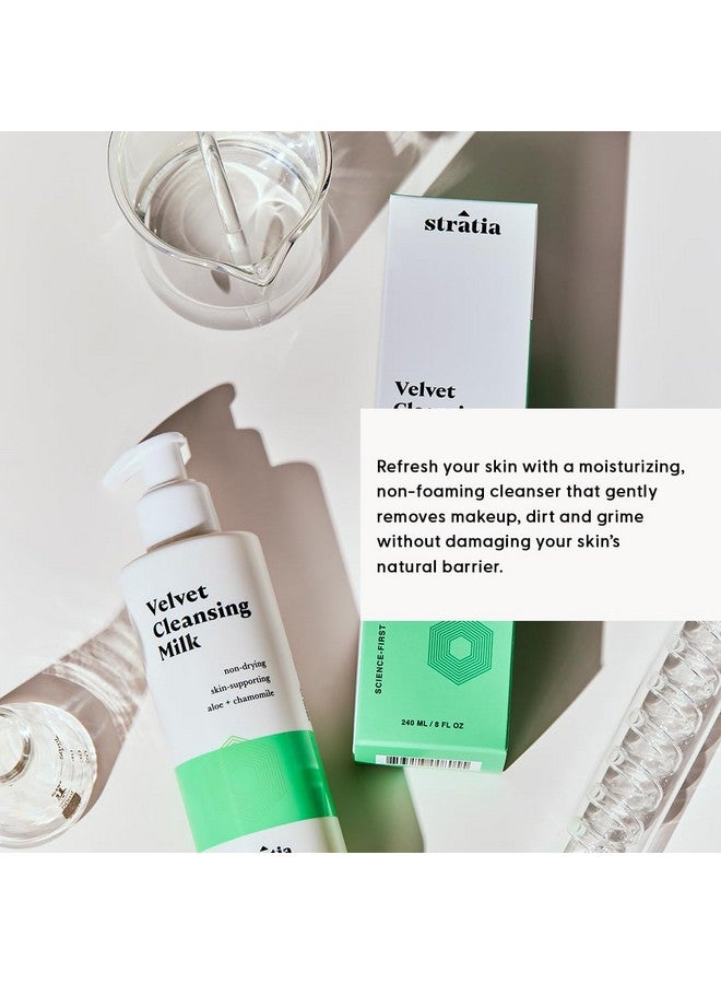 Stratia Velvet Cleansing Milk | Gentle Cream Face Cleanser | Moisturizing, Non-Foaming | Chamomile, Olive Oil & Aloe Vera | 4 Fl Oz - Image 4