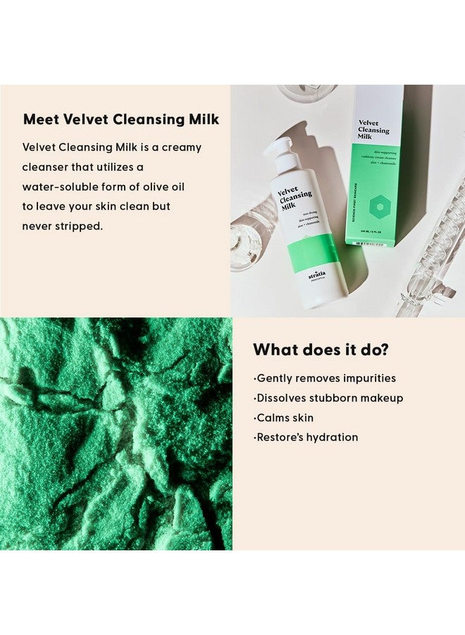 Stratia Velvet Cleansing Milk | Gentle Cream Face Cleanser | Moisturizing, Non-Foaming | Chamomile, Olive Oil & Aloe Vera | 4 Fl Oz - Image 2