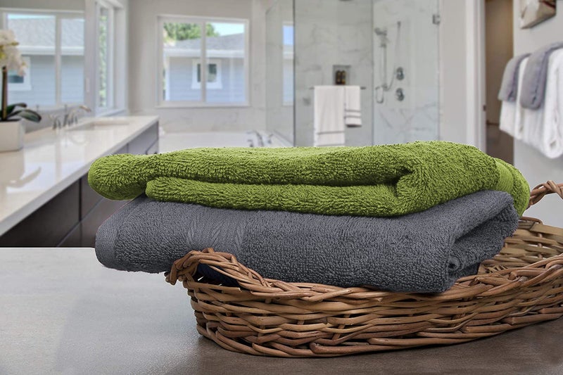 Vocal Store Ultra Soft, Super Absorbent, 100% Cotton 2 Piece Bath Towel Set, 600 GSM, 30 inch x 60 inch (Green and Grey, Set of 2) TW-V02-GRY+GRE-2 - Image 3