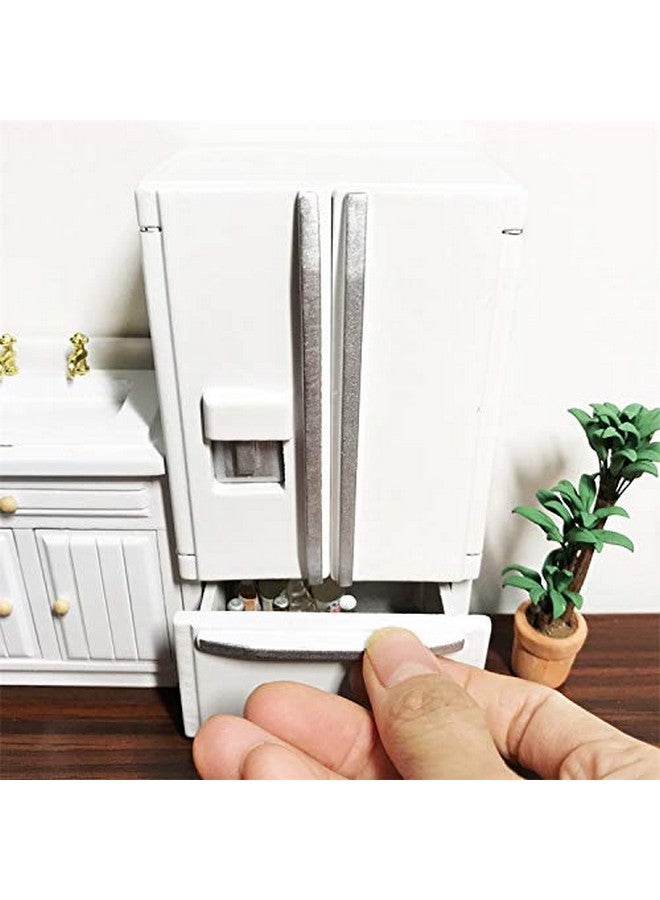 SXFSE Dollhouse Decoration Accessories, 1:12 Dollhouse Miniature Furniture Simulation Fridge Refrigerator Kitchen Prop Decor for Baby Kids Play Pretend Toy (White) - Image 4