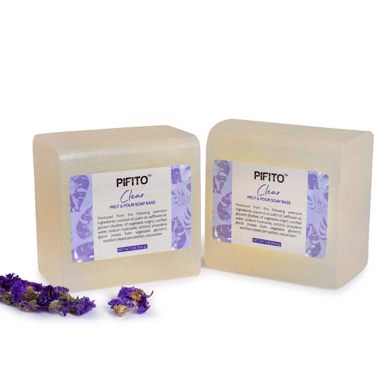 Pifito Clear Melt and Pour Soap Base 2 lb Premium 100 Natural Glycerin Soap Base Luxurious Soap Making Supplies