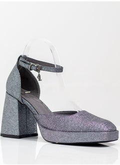 LAMARAPARIS Ishta shimmer open waist 9cm platform heel pewter 
