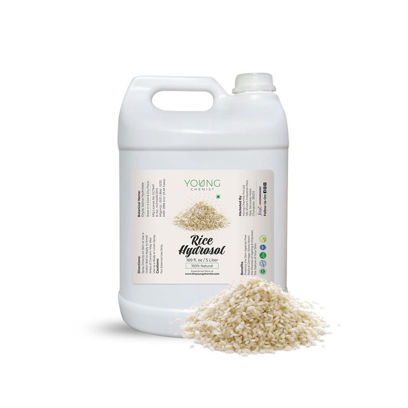 Young Chemist Organic Rice Hydrosol Pure Natural ChemicalFree Steam Distilled Water For Skin Hair and Aromatherapy For Men And Women In 5 Litre Bottle Spray - Image 1