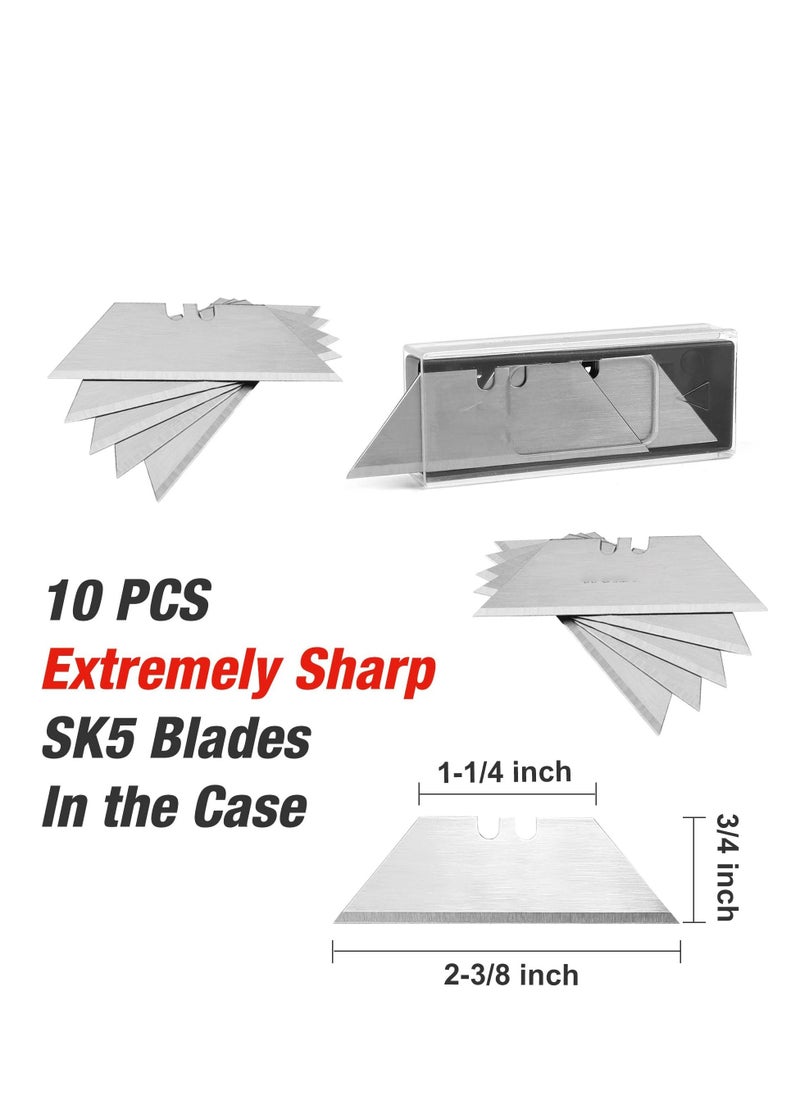 SYOSI - Folding Utility Knife with Stainless Steel Head Quick-change Blade & Back Lock Wood Handle Heavy Duty Box Cutter 1PC Razor Knife with Extra 10PC SK5 Blades - Image 1