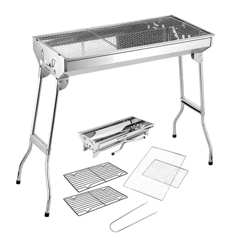 Olpad Charcoal Grill Folding Barbecue Charcoal Grill (72Cm) Stainless Steel Portable Lightweight Barbecue Grill BBQ Grill For Outdoor Bbq Grill - Image 1