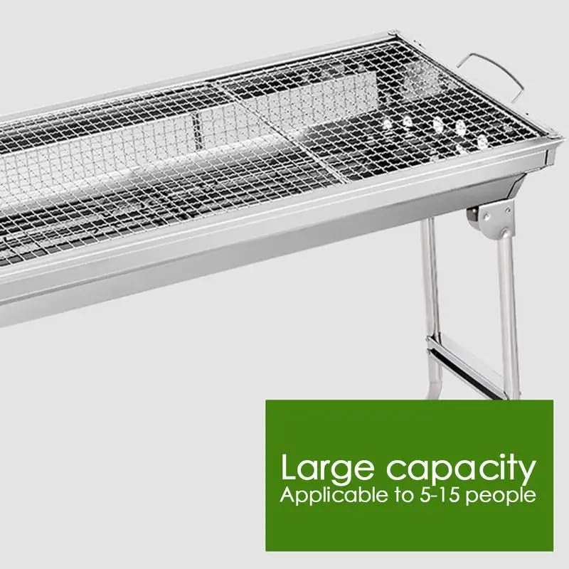 Olpad Charcoal Grill Folding Barbecue Charcoal Grill (72Cm) Stainless Steel Portable Lightweight Barbecue Grill BBQ Grill For Outdoor Bbq Grill - Image 5