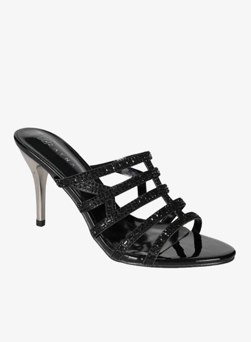221-121 Zayna Ladies  High Block Heel Slip on 18F9885-837 Black