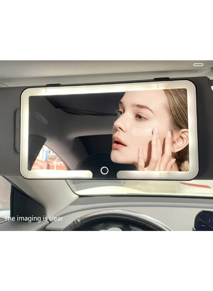 Rechargeable Sun Visor Vanity Mirror for Car with 3 Light Modes & Dimmable Touch Screen - Stylish Car Accessory for Women and Girls - Image 1