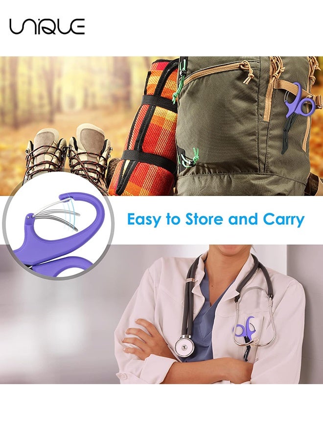 يونيك مقص الصدمات مقص طبي مع حلقة تسلق - 2 قطعة 7.5 بوصة مقص تمريض ضمادة - مقص جراحي ممتاز مطلي بالفلورايد للممرضات والأطباء وطلاب التمريض والإسعافات الأولية EMT EMS - بنفسجي - Image 5