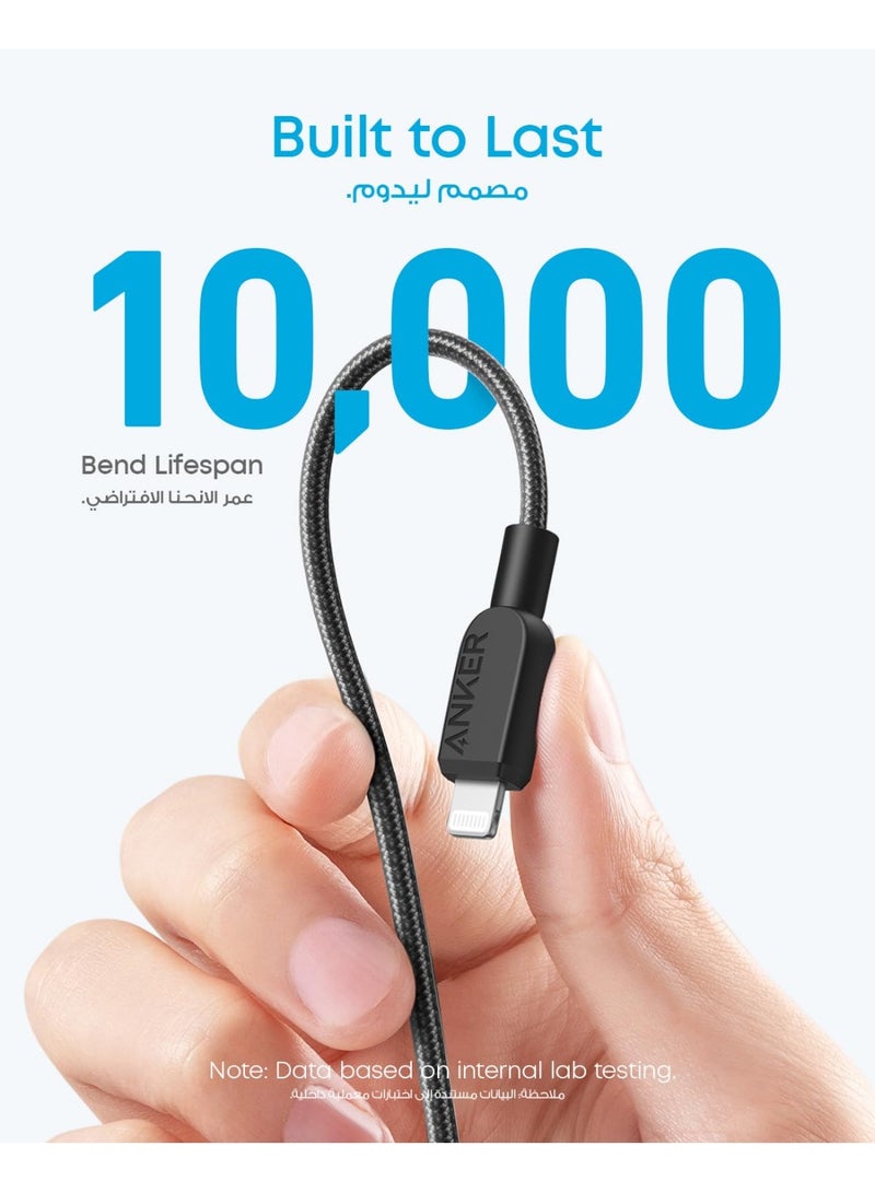 أنكر Anker USB C to Lightning Cable, USB-C to Lightning Braided Cable(1.8M, Black), MFi Certified, Fast Charging Cable for iPhone 14/14 Plus/14 Pro/14 Pro Max/13/12/11/X Series black - Image 3