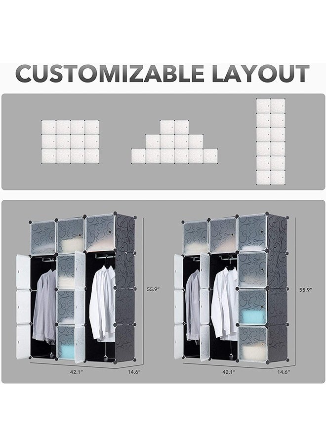 CityRiya-Long Cube Storage Organizer Portable Wardrobe Bedroom Armoire Closet with Hanging Rod Modular Cabinet  - Image 3