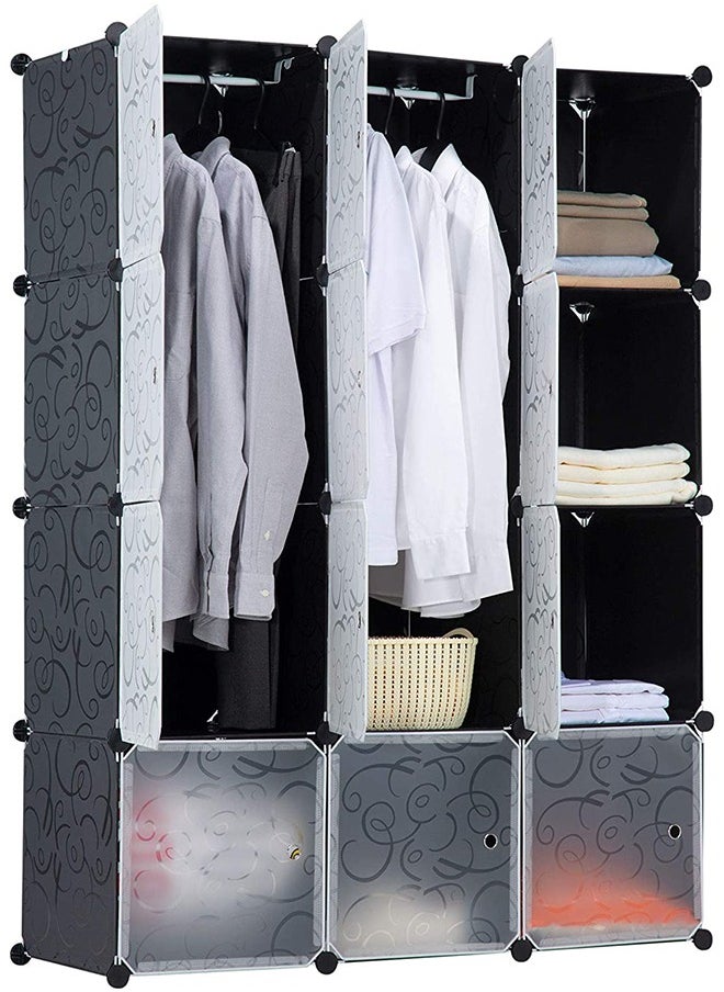 CityRiya-Long Cube Storage Organizer Portable Wardrobe Bedroom Armoire Closet with Hanging Rod Modular Cabinet  - Image 1
