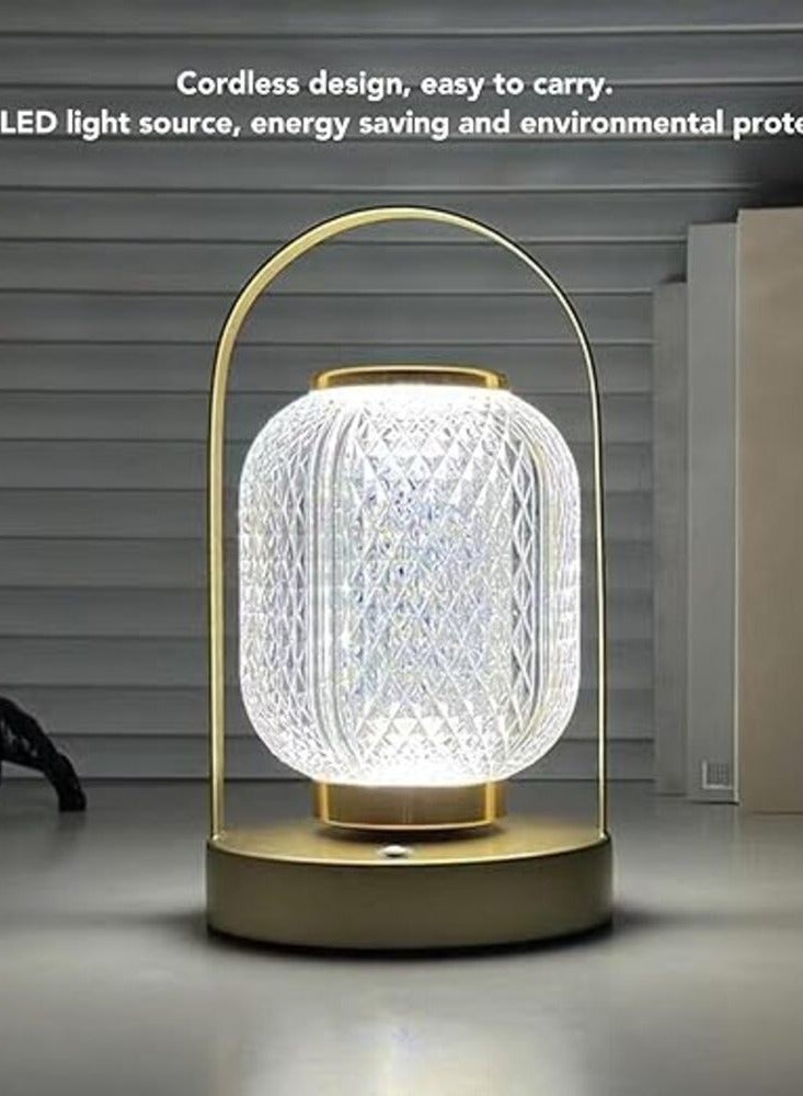 Happy Light Rechargeable Acrylic Diamond Table Lamp White - Image 2