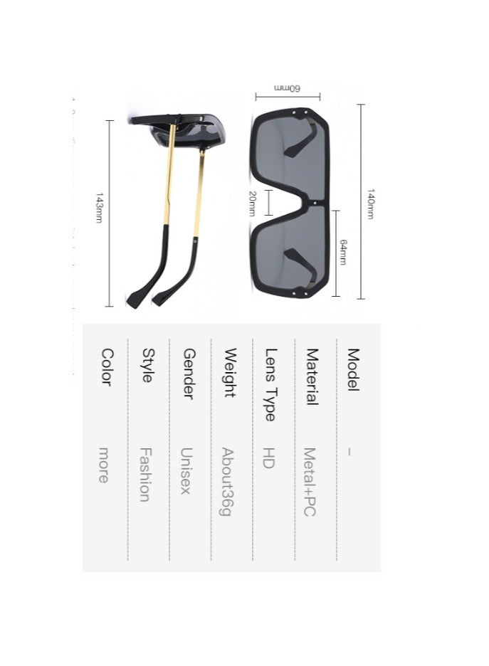 One Piece Flat Top Oversized Sunglasses - Image 3