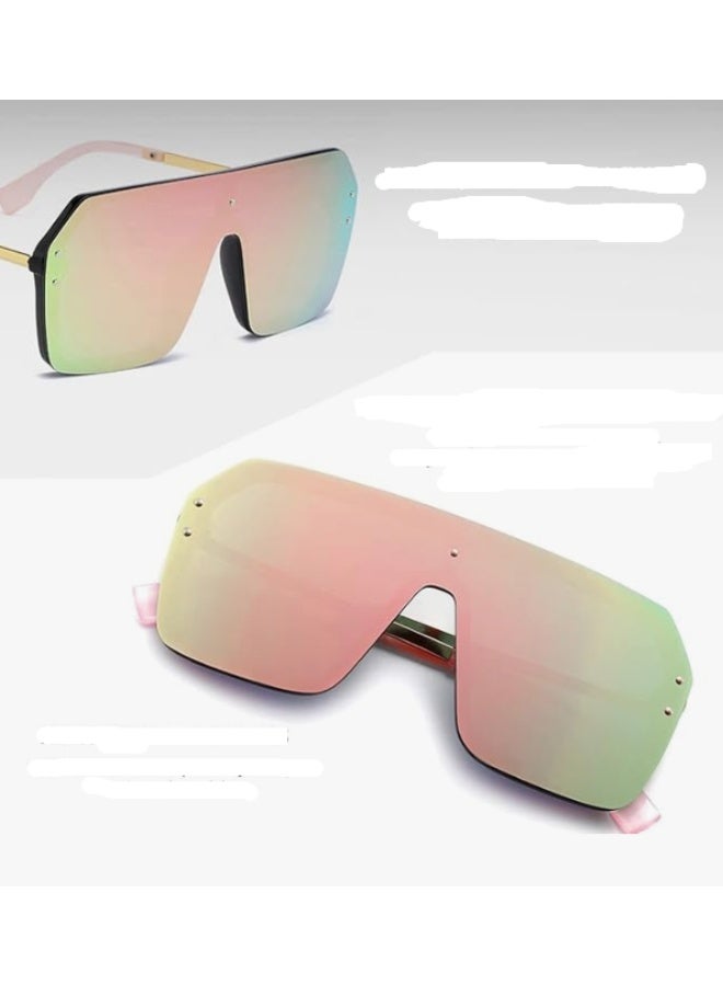 One Piece Flat Top Oversized Sunglasses - Image 4