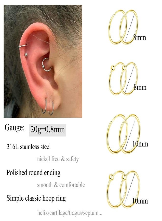 PLOMFOV 13Pairs 20G Cartilage Earrings for Women Men CZ Feather Barbell Earrings Stainless Steel Cartilage Hoop Earring 16G Tragus Conch Helix Piercing Jewelry Gold Tone - Image 3